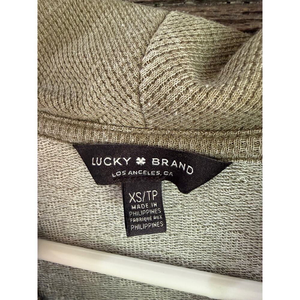 Lucky Brand Womens Muted Green/gray Cowl Neck Waffle Pullover High Low - Picture 4 of 6